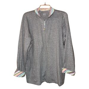 Blair Womens Knit‎ Track Jacket Size XL Pockets Lounge Travel Gray